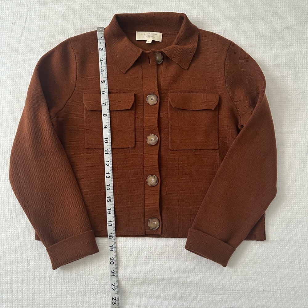 Sezane Betty Brown Cardigan Sweater - Picture 5 of 7